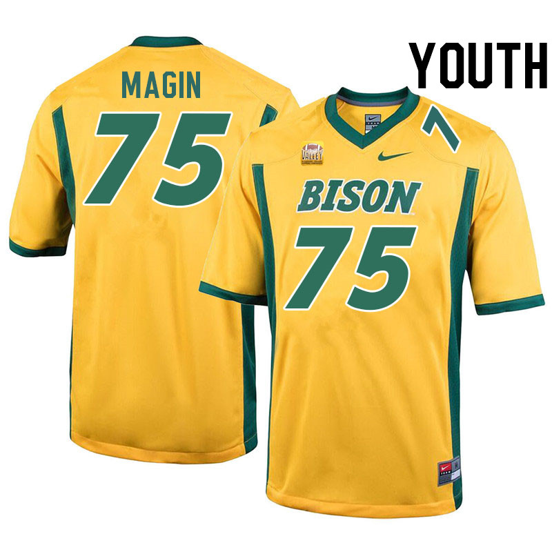 Youth #75 Josh Magin North Dakota State Bison College Football Jerseys Stitched-Yellow